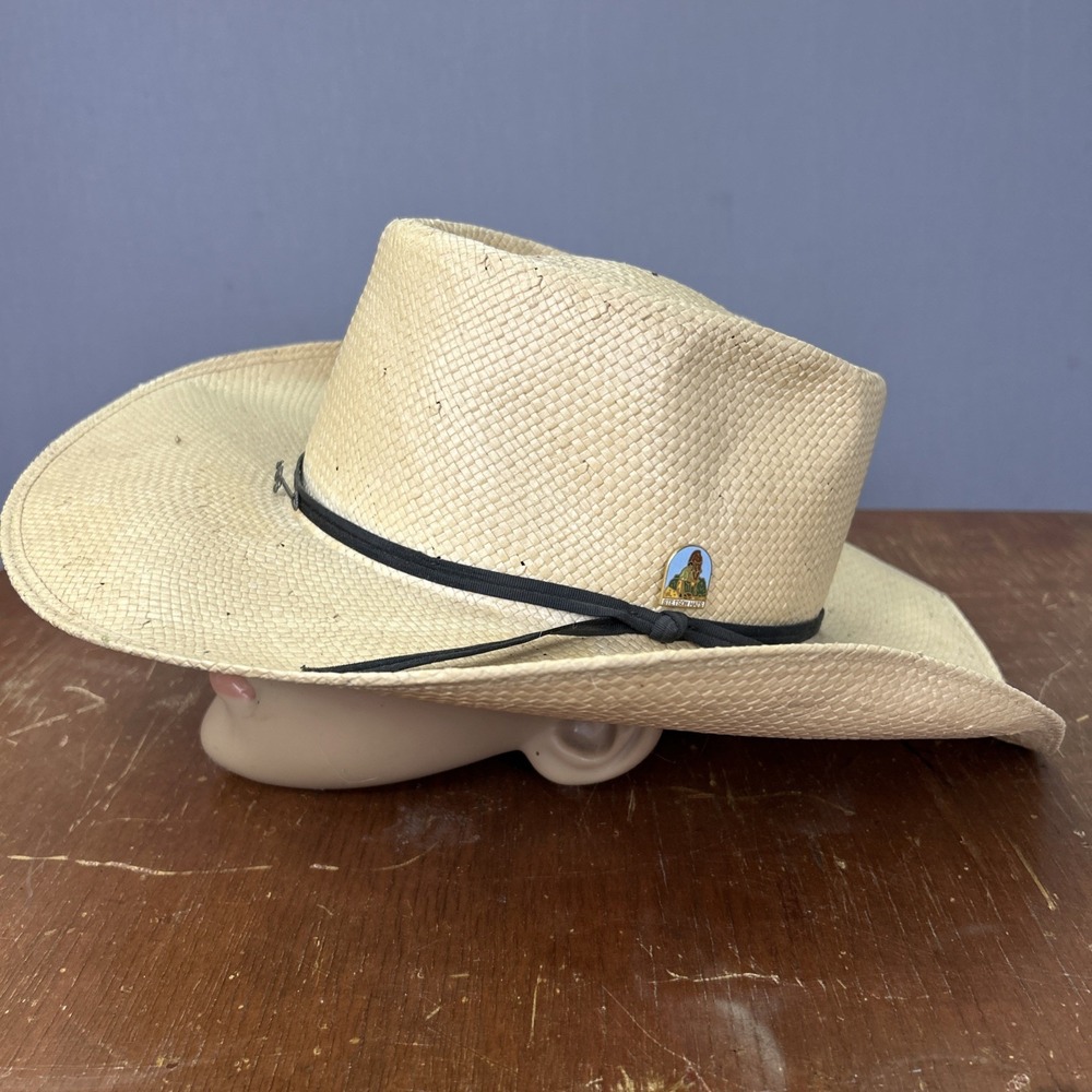 Vintage Stetson K Ranger Straw Cowboy Hat Size 7 Natural Western Shantung Pins